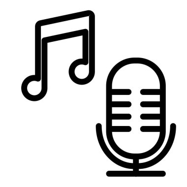Müzik notası simgesi olan mikrofon. Şarkı vektör illüstrasyonu beyaza izole edildi. Web ve uygulama için tasarlanmış müzik tasarımı. Eps 10.