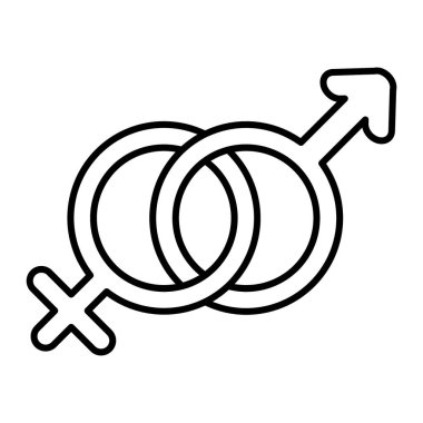 Erkek ve dişi sembolleri ince çizgi simgesidir. Beyaz üzerine izole edilmiş cinsiyet işareti vektör çizimi. Seks sembolleri web ve uygulama için tasarlanmış tasarım tasarımı. Eps 10.