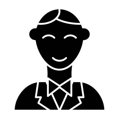 Damat katı simgesi. İnsan vektör çizimi beyaza izole edildi. Koca kabartma tasarımı, web ve uygulama için tasarlanmış. Eps 10.