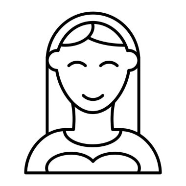 Gelin ince çizgi ikonu. Kadın vektör çizimi beyaza izole edildi. Eş tasarımı tasarımı, web ve uygulama için tasarlanmış. Eps 10.