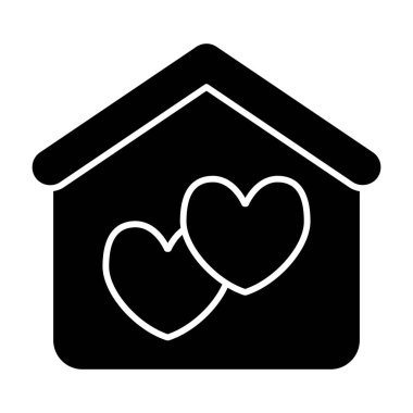 Katı kalpli bir ev. Evlilik evi vektör illüstrasyonu beyaza izole edilmiş. Aşk evi kabartma tasarımı, web ve uygulama için tasarlanmış. Eps 10.