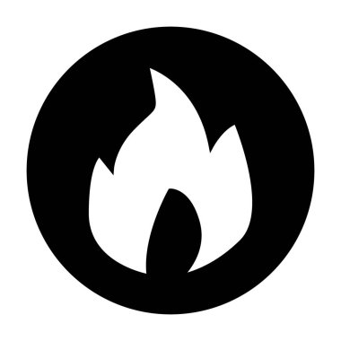 Katı simgeyi ateşle. Yanık vektör çizimi beyaza izole edildi. Seksi kabartma tasarımı, web ve uygulama için tasarlanmış. Eps 10.