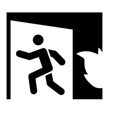 Acil çıkış simgesi. Yangın çıkış vektör illüstrasyonu beyazda izole edildi. Acil çıkış kabartma tasarımı, web ve uygulama için tasarlandı. Eps 10.