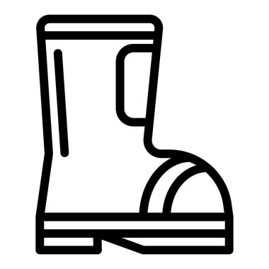 İtfaiyeci çizmeleri ikonu. Plastik bot çizme çizimi beyaza izole edildi. İtfaiye üniforması tasarımı web ve uygulama için tasarlandı. Eps 10.