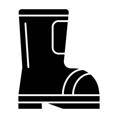 İtfaiyeci çizmesi simgesi. Plastik bot çizme çizimi beyaza izole edildi. Ağ ve uygulama için tasarlanmış ateş üniforması kabartma tasarımı. Eps 10.