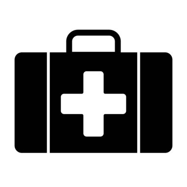 İlk yardım çantası simgesi. Tıbbi durum vektör çizimi beyaza izole edildi. Acil durum kabartma tasarımı, web ve uygulama için tasarlandı. Eps 10.