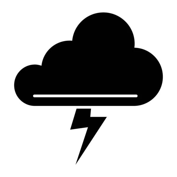 云层和雷雨的固体图标.云图中的闪电在白色上被隔离.风暴字形设计，专为网页和应用程序设计。Eps 10. — 图库矢量图片