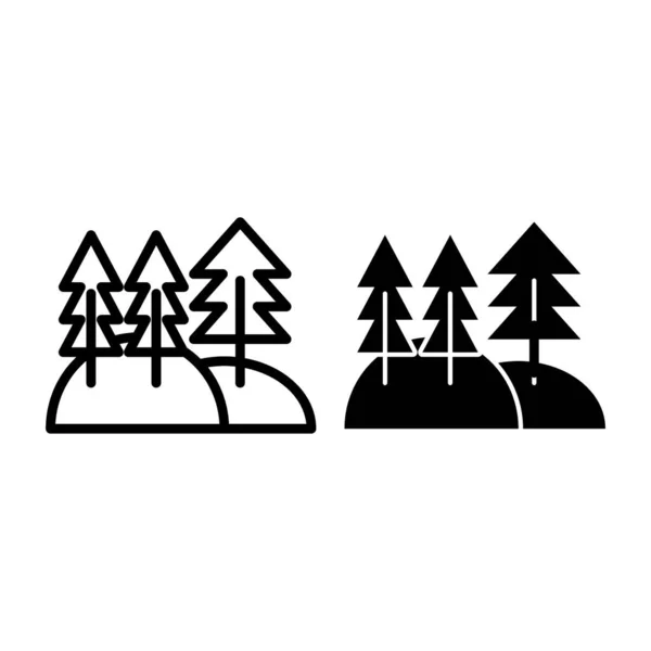 Pine forest line and glyph icon. Pine woods vector illustration isolated on white. Trees outline style design, designed for web and app. Eps 10. — Stock Vector