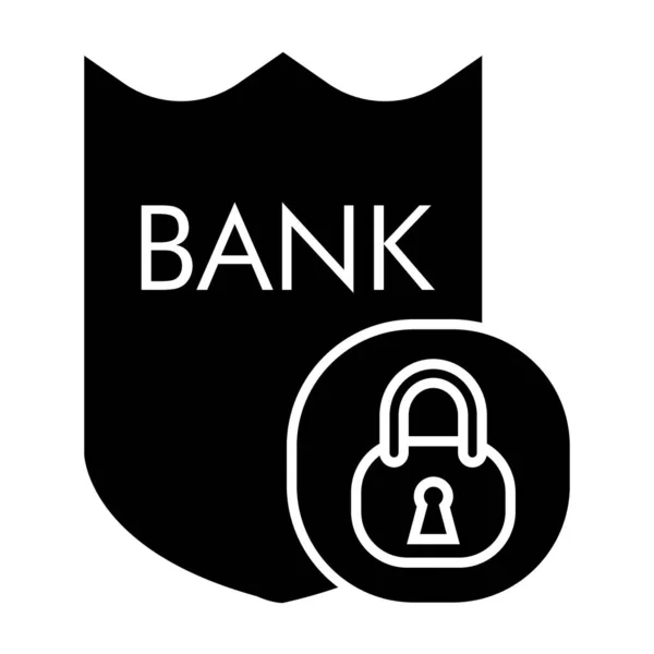 Die Sicherheit der Banken ist ein solides Symbol. Abbildung von Schild und Sperrvektor isoliert auf weiß. Protect glyph style design, entworfen für web und app. Eps 10. — Stockvektor