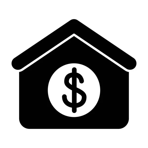 房子与美元坚实的图标。美元和房地产矢量图解孤立在白色。贷款抵押贷款格式化设计,专为网络和应用设计.Eps 10. — 图库矢量图片