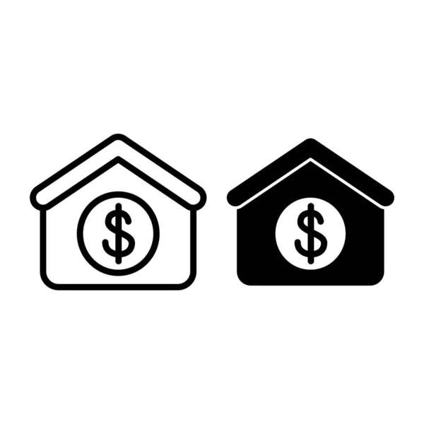 House with dollar line and glyph icon. Dollar and real estate vector illustration isolated on white. Loan mortgage outline style design, designed for web and app. Eps 10. — Stock Vector