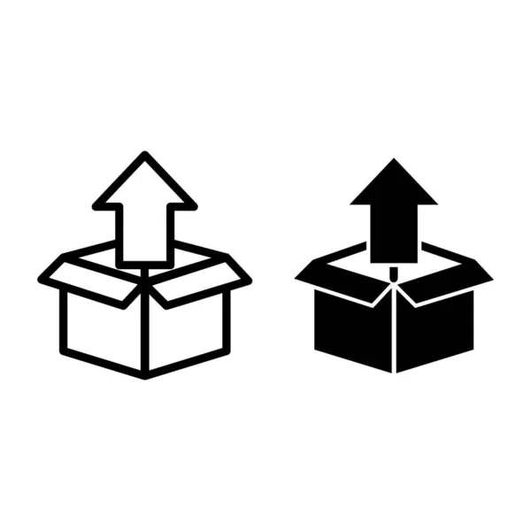 Unpacking line and glyph icon. Box with up arrow vector illustration isolated on white. Unboxing outline style design, designed for web and app. Eps 10. — Stock Vector