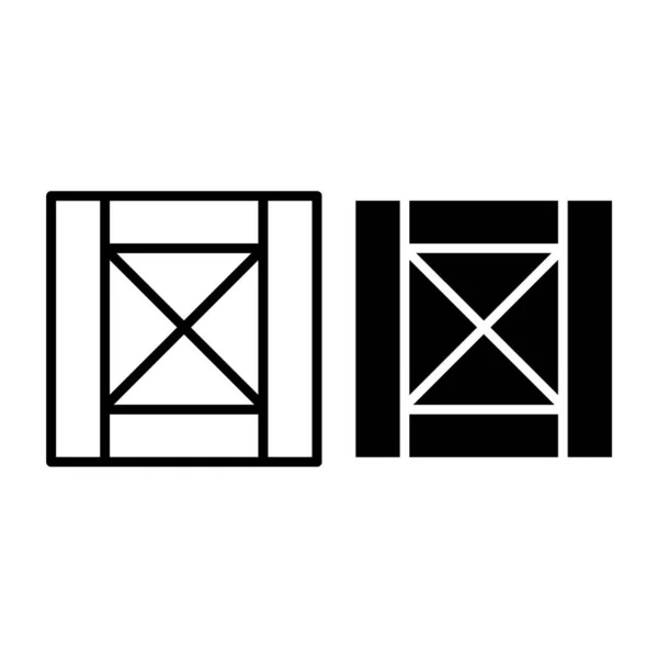 Řádek dřevěné krabice a ikona glyfu. Dodací vektorová ilustrace izolovaná na bílém. Dřevěný obrys kontejneru design, určený pro web a aplikaci. Eps 10. — Stockový vektor