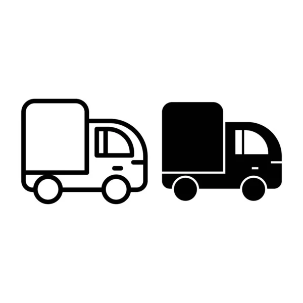 Линия грузовика и иконка знака. Векторная иллюстрация Лорри изолирована на белом. Дизайн в стиле фургона, разработанный для веб и приложения. Eps 10 . — стоковый вектор