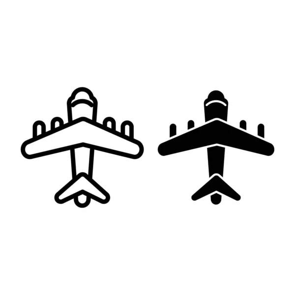 Línea simple e icono de glifo. Ilustración vectorial de aviones aislada en blanco. Diseño de estilo de esquema de avión, diseñado para web y aplicación. Eps 10 . — Vector de stock