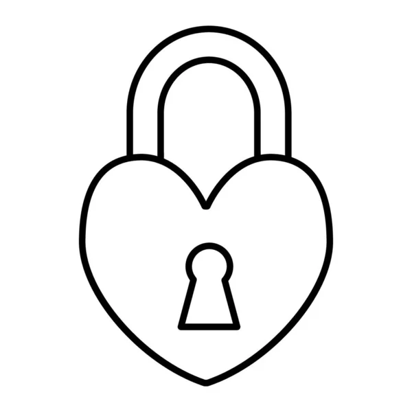 Heart shaped lock thin line icon. Padlock sign vector illustration isolated on white. Love lock outline style design, designed for web and app. Eps 10. — Stock Vector