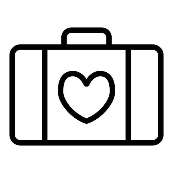 Icono de línea de equipaje de boda. Maleta con ilustración de vector cardíaco aislada en blanco. Boda bosquejo diseño de estilo, diseñado para la web y la aplicación. Eps 10 . — Vector de stock