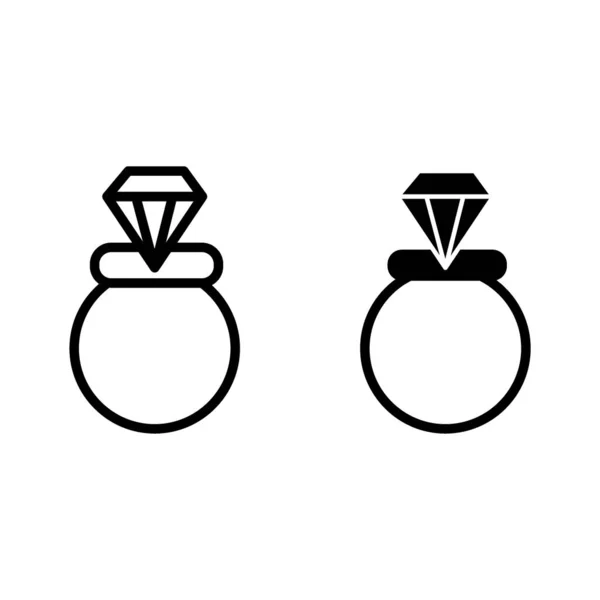 Linha do anel de casamento e ícone de glifo. Anel de noivado ilustração vetorial isolado em branco. Jewel design estilo esboço, projetado para web e app. Eps 10 . — Vetor de Stock