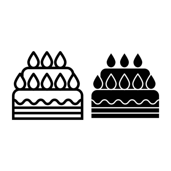 Bruiloft taart lijn en glyph icoon. Dessert vector illustratie geïsoleerd op wit. Sweet outline stijl ontwerp, ontworpen voor web en app. Eps 10. — Stockvector