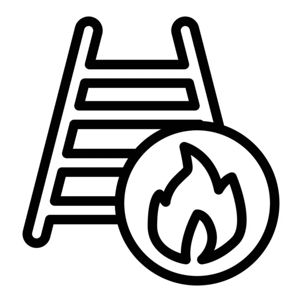 Feuerwehr-Drehleiter-Symbol. Illustration des Feuerausbruchsvektors isoliert auf weiß. Flame und Treppe skizzieren das Design des Stils, der für Web und App entwickelt wurde. Eps 10. — Stockvektor