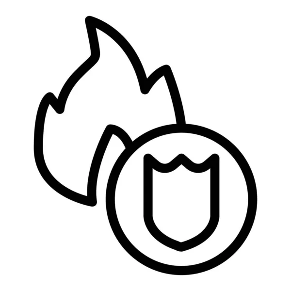 Sköld med eldlinjen ikonen. Brandskydd vektor illustration isolerad på vitt. Brandsäkerhet skissera stil design, utformad för webb och app. Eps 10. — Stock vektor