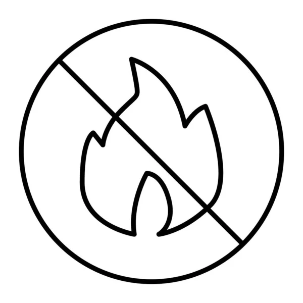 Žádná ikona tenké čáry ohně. Zakázané požární vektorové ilustrace izolované na bílém. Žádný design ohnivého obrysu, určený pro web a aplikaci. Eps 10. — Stockový vektor