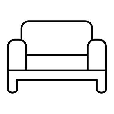 Koltuk ince çizgi simgesi. Koltuk vektör çizimi beyaza izole edildi. Oturma odası mobilya tasarımı, web ve uygulama için tasarlanmış. Eps 10.