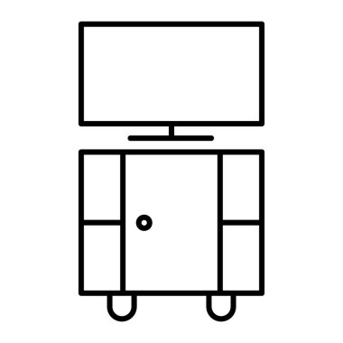 Televizyon ince çizgi ikonu. Beyazda izole edilmiş TV vektör illüstrasyonuyla durun. Tv tablosu tasarımı, web ve uygulama için tasarlandı. Eps 10.