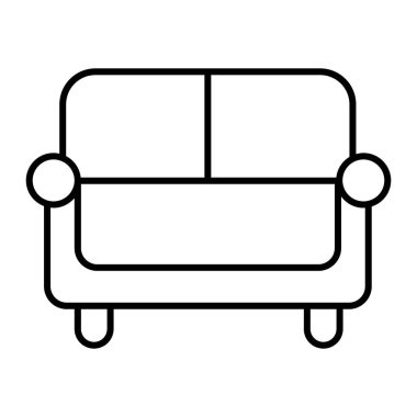 Koltuk ince çizgi ikonu. Koltuk vektör illüstrasyonu beyaza izole edildi. Divan tasarımı, web ve uygulama için tasarlandı. Eps 10.