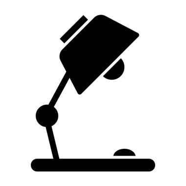 Masa lambası simgesi. Elektrik vektör illüstrasyonu beyaza izole edildi. Ağ ve uygulama için tasarlanmış masa lambası kabartma tasarımı. Eps 10.