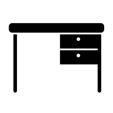 Masa başı simgesi. Ofis masası vektör çizimi beyaza izole edildi. Tablo kabartma tasarımı, web ve uygulama için tasarlandı. Eps 10.