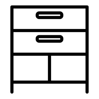 Çekmece çizgisi simgesi. Kabine vektör illüstrasyonu beyaza izole edildi. Depolama tasarımı, web ve uygulama için tasarlandı. Eps 10.