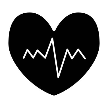 Kalp atışı simgesi. Nabız vektör illüstrasyonu beyaza izole edildi. Kardiyogram kabartma tasarımı, ağ ve uygulama için tasarlanmış. Eps 10.