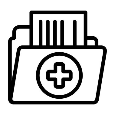 Rapor satırı simgesini arşivle. Hasta dosya vektör illüstrasyonu beyaza izole edildi. Tıbbi dizin tasarımı, web ve uygulama için tasarlandı. Eps 10.