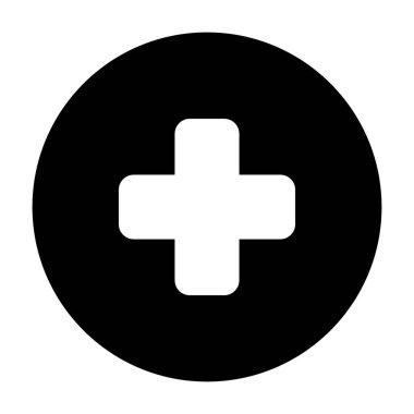 Çemberin katı bir simgesinde tıbbi haç. Acil durum vektör illüstrasyonu beyazda izole edildi. Artı glyph tarzı tasarım, web ve uygulama için tasarlanmış. Eps 10.
