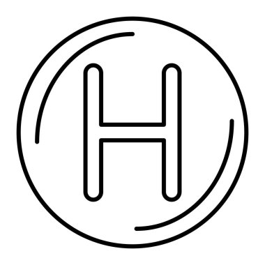 Hastane işareti ince çizgi ikonu. Tıbbi sembol çizimi beyaza izole edildi. Klinik tasarım tasarımı, web ve uygulama için tasarlandı. Eps 10.