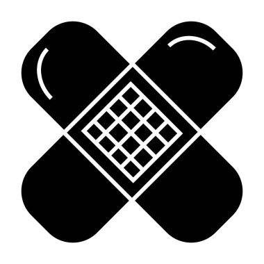 Yapıştırıcı sıva katı simgesi. Tıbbi alçı vektör çizimi beyaza izole edildi. Sargı bezi tasarımı, web ve uygulama için tasarlanmış. Eps 10.