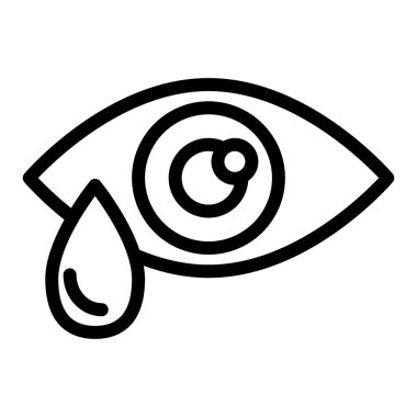 Göz damlası simgesi. Gözyaşı vektör illüstrasyonlu göz beyaza izole edildi. Web ve uygulama için tasarlanmış ana hatlı göz tasarımı. Eps 10.