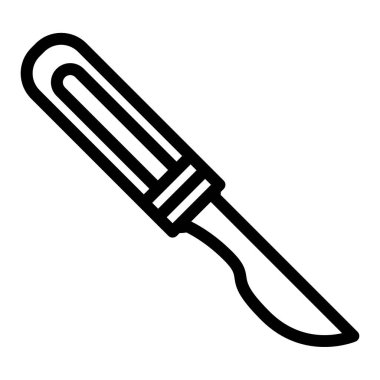 Tıbbi neşter çizgisi ikonu. Cerrahi bıçak vektör çizimi beyaza izole edildi. Blade tasarımı, web ve uygulama için tasarlandı. Eps 10.