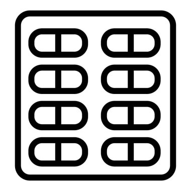 İlaç hattı ikonu. Tıbbi kapsül vektör çizimi beyaza izole edildi. Tabletler web ve uygulama için tasarlanmış tasarım tasarımı. Eps 10.