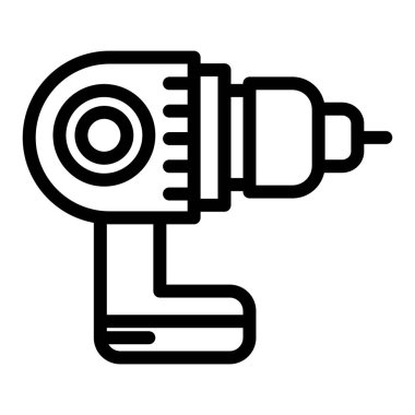 Elektrikli matkap hattı simgesi. Ekipman vektör çizimi beyaza izole edildi. Ağ ve uygulama için tasarlanmış araç tasarımı. Eps 10.