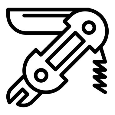 Evrensel bıçak çizgisi ikonu. Çakı vektör çizimi beyaza izole edilmiş. Çok fonksiyonlu bıçak tasarımı, ağ ve uygulama için tasarlanmış. Eps 10.