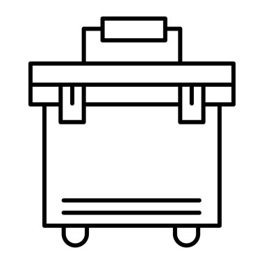 Araç kutusu ince çizgi simgesi. Beyaz üzerine izole edilmiş vektör illüstrasyon araçları ile durum. Enstrüman kiti tasarımı, web ve uygulama için tasarlandı. Eps 10.