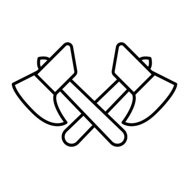 Kesişen baltalar ince çizgi simgesi. Eksen vektör illüstrasyonu beyaza izole edildi. Web ve uygulama için tasarlanmış iş araçları tasarımı tasarımı. Eps 10.