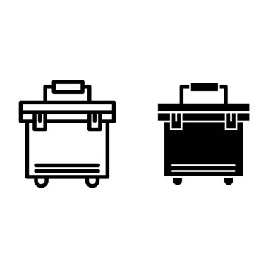 Araç kutusu çizgisi ve sembol. Beyaz üzerine izole edilmiş vektör illüstrasyon araçları ile durum. Enstrüman kiti tasarımı, web ve uygulama için tasarlandı. Eps 10.