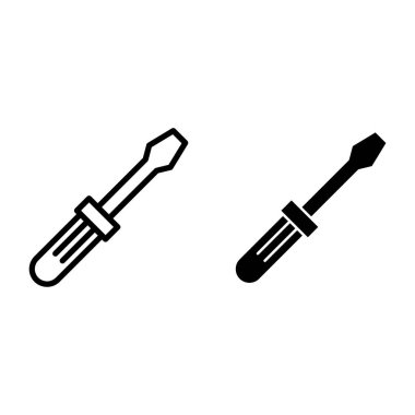 Tornavida çizgisi ve sembol. Araç vektör illüstrasyonu beyaza izole edildi. Enstrüman tasarımı, web ve uygulama için tasarlandı. Eps 10.