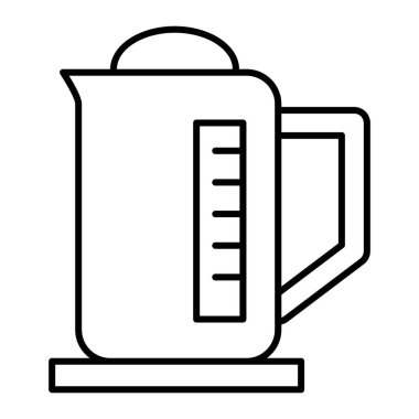 Elektrik ısıtıcısı ince çizgi ikonu. Ot vektör çizimi beyaza izole edildi. Elektrikli çaydanlık tasarımı, web ve uygulama için tasarlanmış. Eps 10.