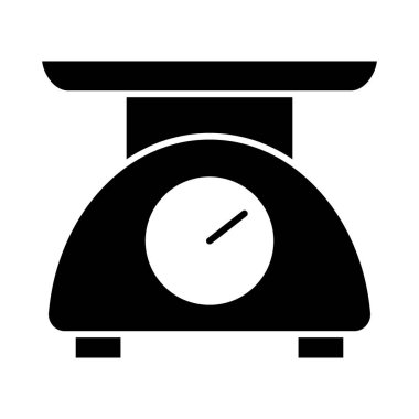 Mutfak ölçekli katı simge. Ağırlık vektör çizimi beyaza izole edildi. Elektrik ölçekli kabartma tasarımı, web ve uygulama için tasarlanmış. Eps 10.