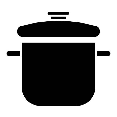 Katı tencere simgesi. Ot vektör çizimi beyaza izole edildi. Yemek pişirme kabartma tasarımı, web ve uygulama için tasarlanmış. Eps 10.