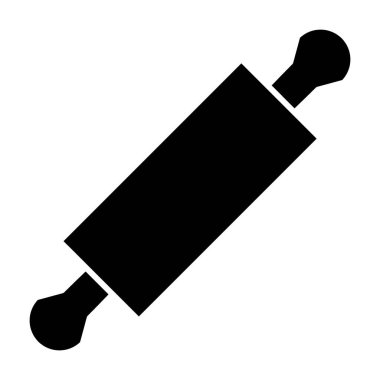 Yuvarlanan iğne sert simgesi. Mutfak silindirli iğne vektör çizimi beyaza izole edildi. Pastane kabartma tasarımı, web ve uygulama için tasarlanmış. Eps 10.